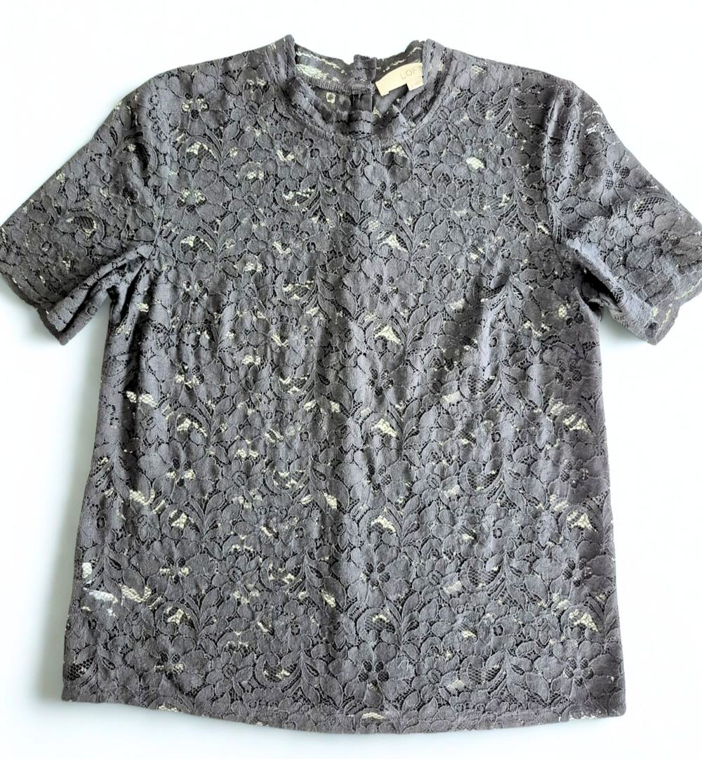 LOFT Black Lace Top Womens Size S Fairy Grunge Whimsigoth Witchy Feminine Edgy